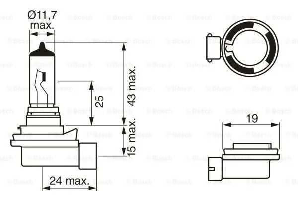 Imagine produs: Bec auto H8 12V 35W PGJ19-1, proiector ceata BOSCH (1 987 302 081)