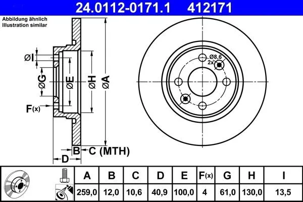 Imagine produs: Disc frana ATE (24.0112-0171.1)