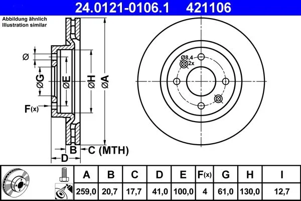 Imagine produs: Disc frana ATE (24.0121-0106.1)