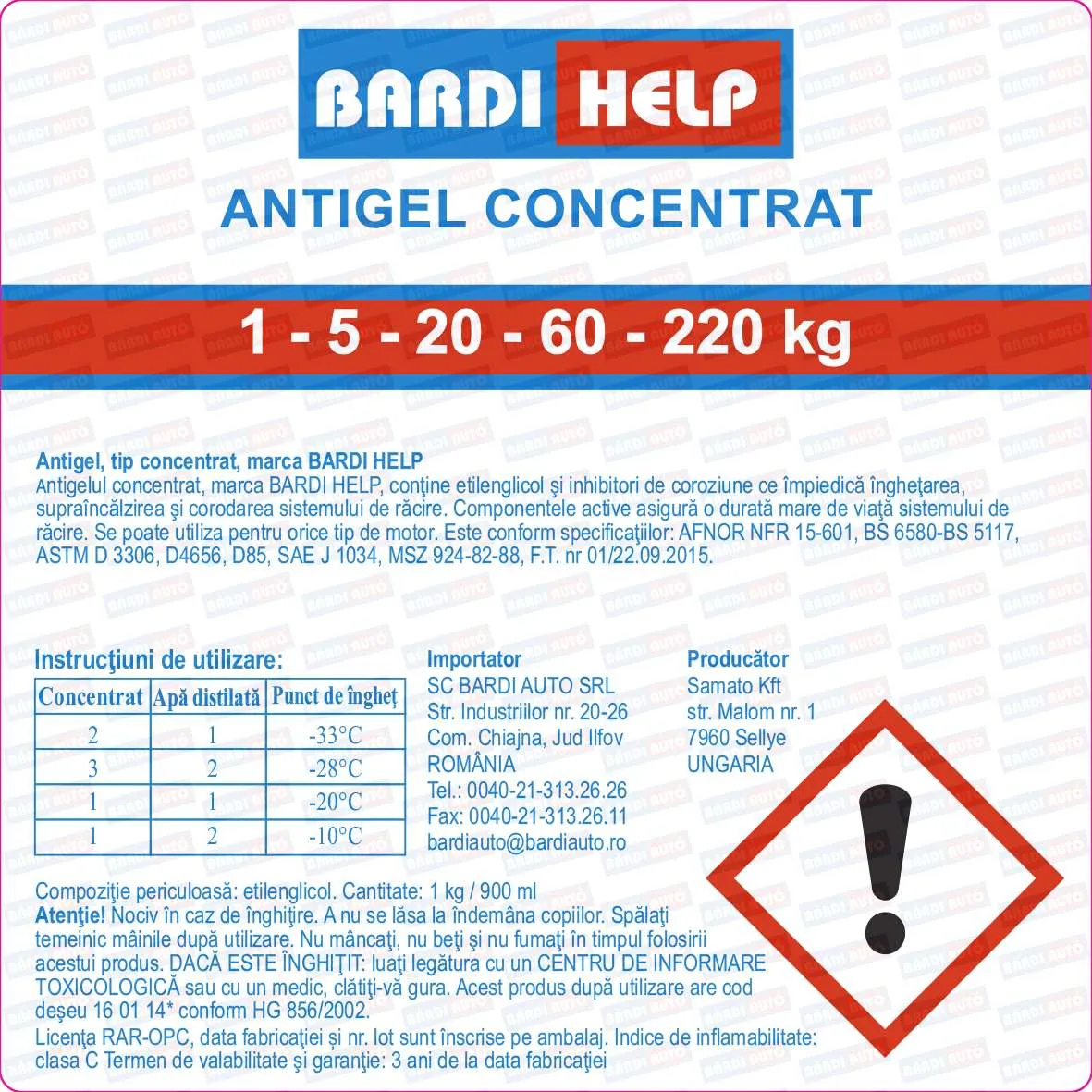 Imagine produs: Antigel G11 20L BARDI HELP (FE6028.000.05)
