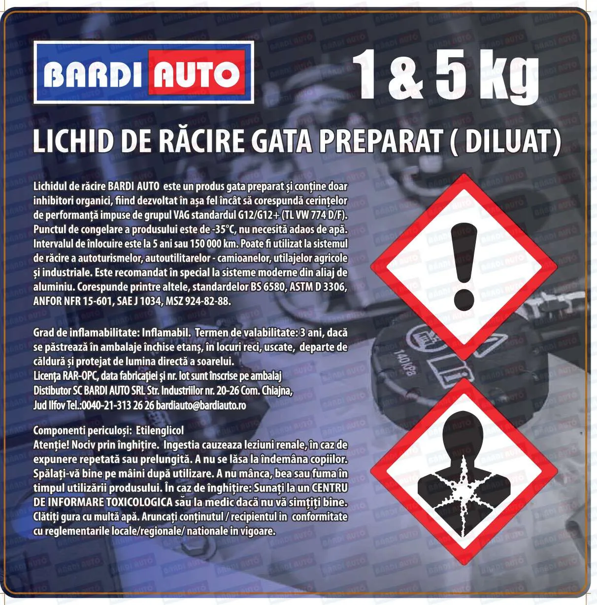 Imagine produs: Antigel G12 G12+ -35C 5L BARDI HELP (FE6028.000.27)
