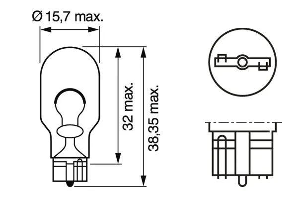 Imagine produs: Bec W16W 12V 16W W2,1x9,5d BOSCH (1 987 302 205)