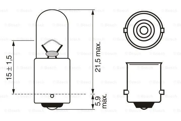 Imagine produs: Bec T4W 12V 4W BA9s BOSCH (1 987 302 207)