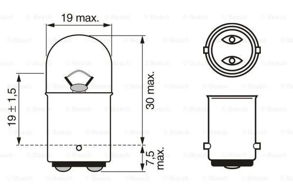 Imagine produs: Bec R5W 12V 5W BA15d BOSCH (1 987 302 237)
