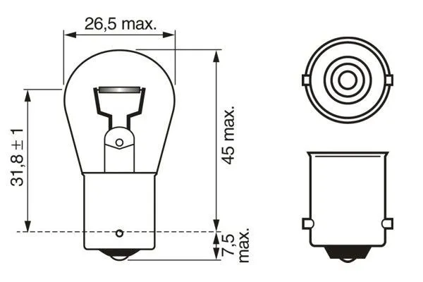 Imagine produs: Bec P21W 12V 21W BA15s BOSCH (1 987 302 811)