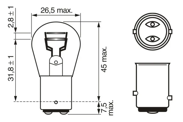 Imagine produs: Bec P21/5W 12V 21/5W BAY15d BOSCH (1 987 302 814)