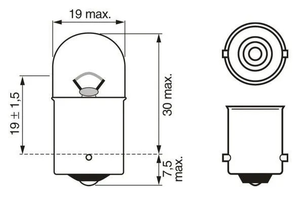 Imagine produs: Bec R5W 12V 5W BA15s BOSCH (1 987 302 815)