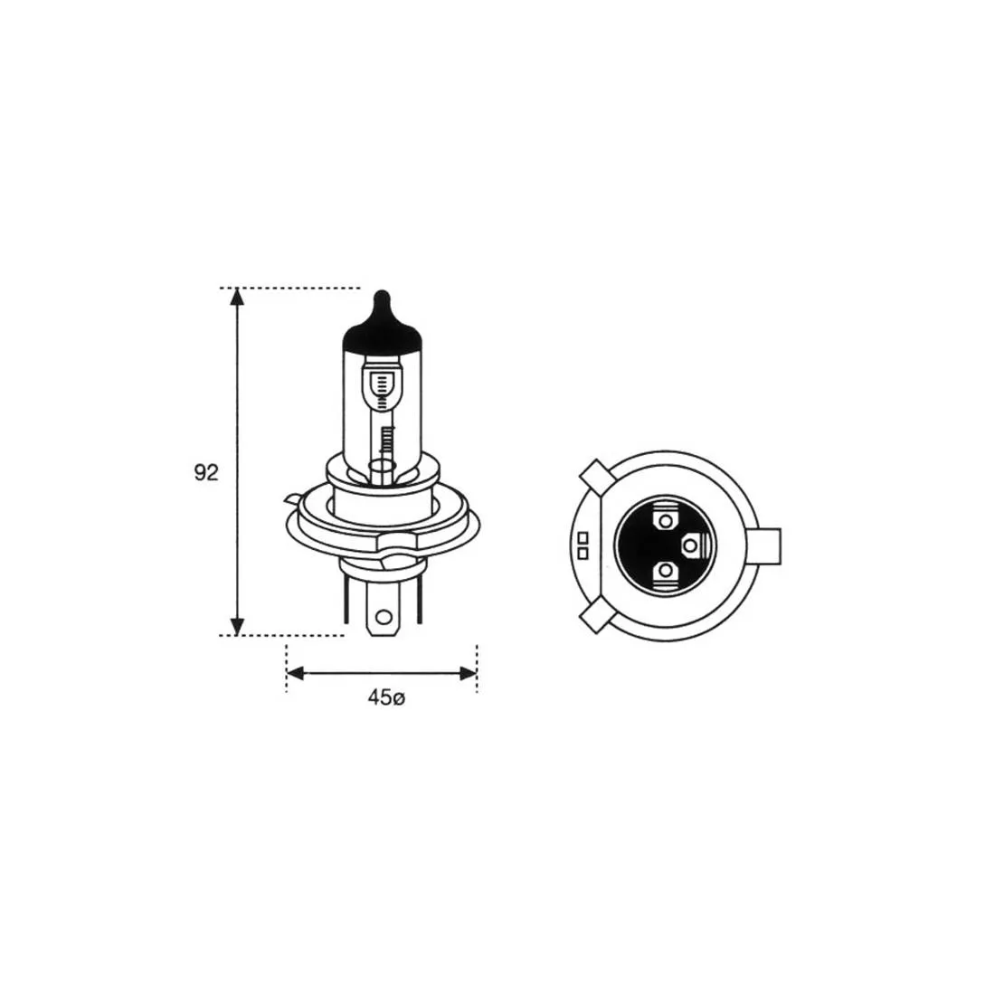 Imagine produs: Bec H4 12V 60/55W P43t BOTTARI (30582)