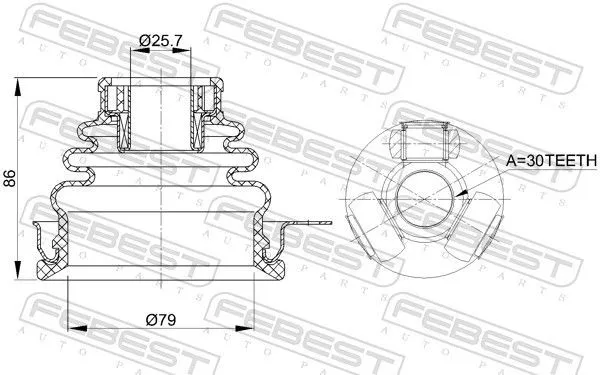 Imagine produs: Kit cap planetara interior set articulatie spre cutia de viteze axa fata stanga FEBEST (2411-LOGLH)