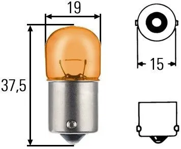 Imagine produs: Bec RY10W 12V 10W BAU15s Halogen HELLA (8GA 002 071-051)