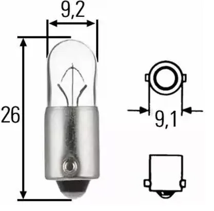 Imagine produs: Bec T4W 12V 4W BA9s HELLA (8GP 002 067-123)