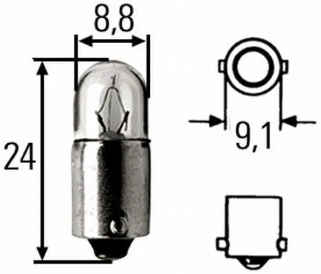 Imagine produs: Bec T2W 24V 2W BA9s Halogen HELLA-CARGO (8GP 002 068-241)