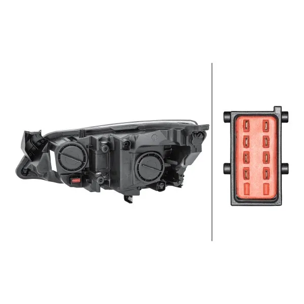 Imagine produs: Far dreapta potrivit pentru OPEL ASTRA J H7/H7 LED FF Halogen 12V HELLA (1EG 010 011-361)