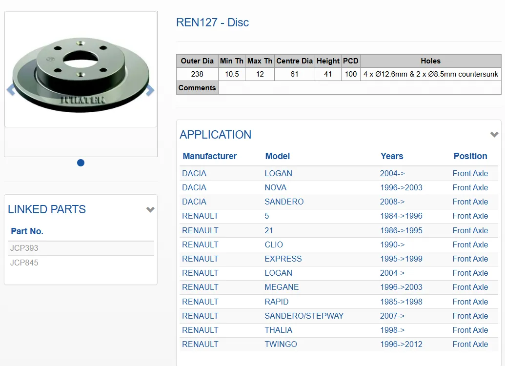 Imagine produs: Disc frana JURATEK (REN127)