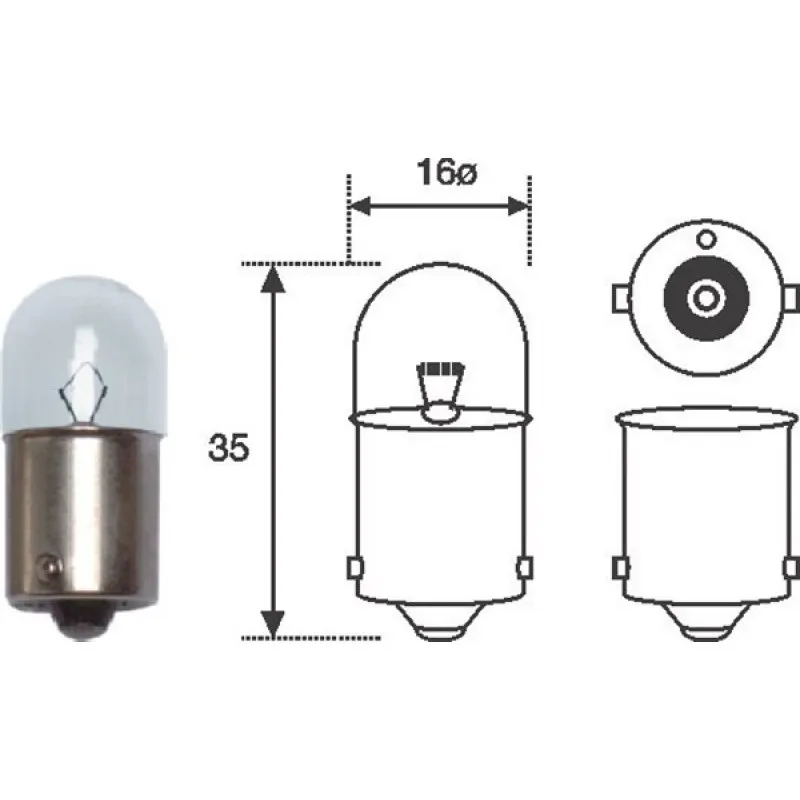 Imagine produs: Bec R5W 12V 5W BA15s MAGNETI MARELLI (004007100000)