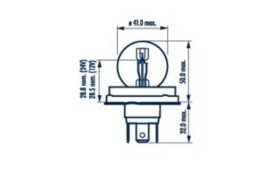 Imagine produs: Bec R2 (Bilux) 12V 45/40W P45t-41 Halogen NARVA (492113000)