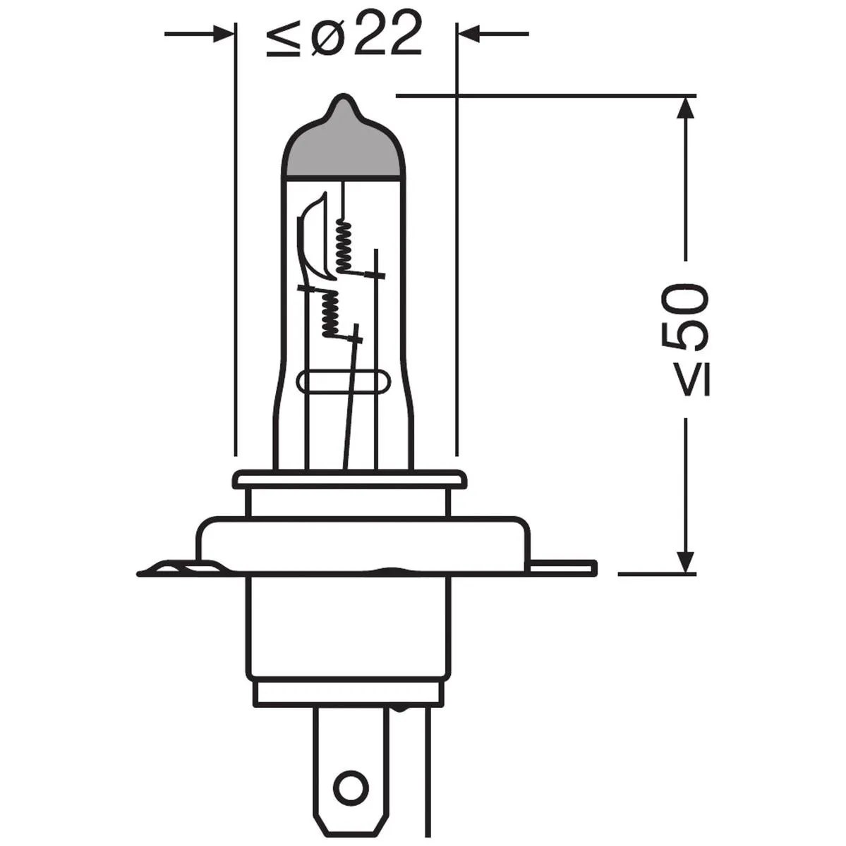 Imagine produs: Bec H19 12V 60/55W PU43t-3 3200K Halogen ORIGINAL LINE OSRAM (64181L)